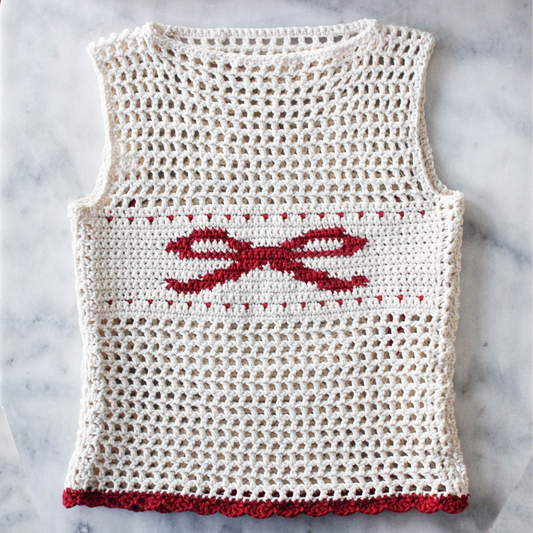 bow and mini hearts crochet top crochet pattern