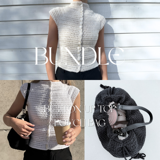 Button Up Top + Pouch Bag Crochet Patterns
