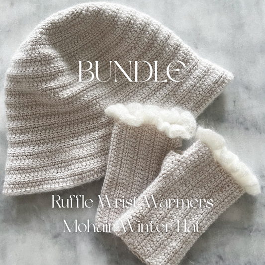 Ruffle Wrist Warmers + Mohair Winter Hat Crochet Pattern