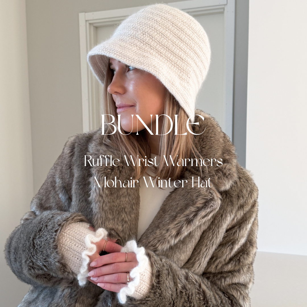 Ruffle Wrist Warmers + Mohair Winter Hat Crochet Pattern